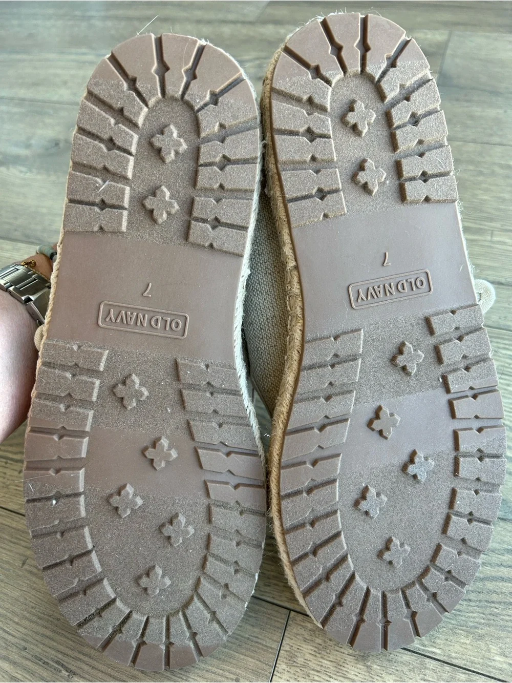 Old Navy Canvas Mary Jane Espadrille Flats with Gold Buckle